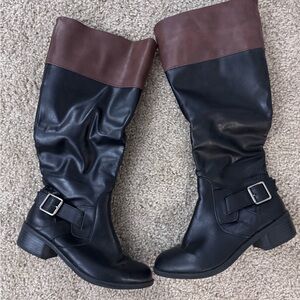 Two-Tone Black and Brown Women's Boots